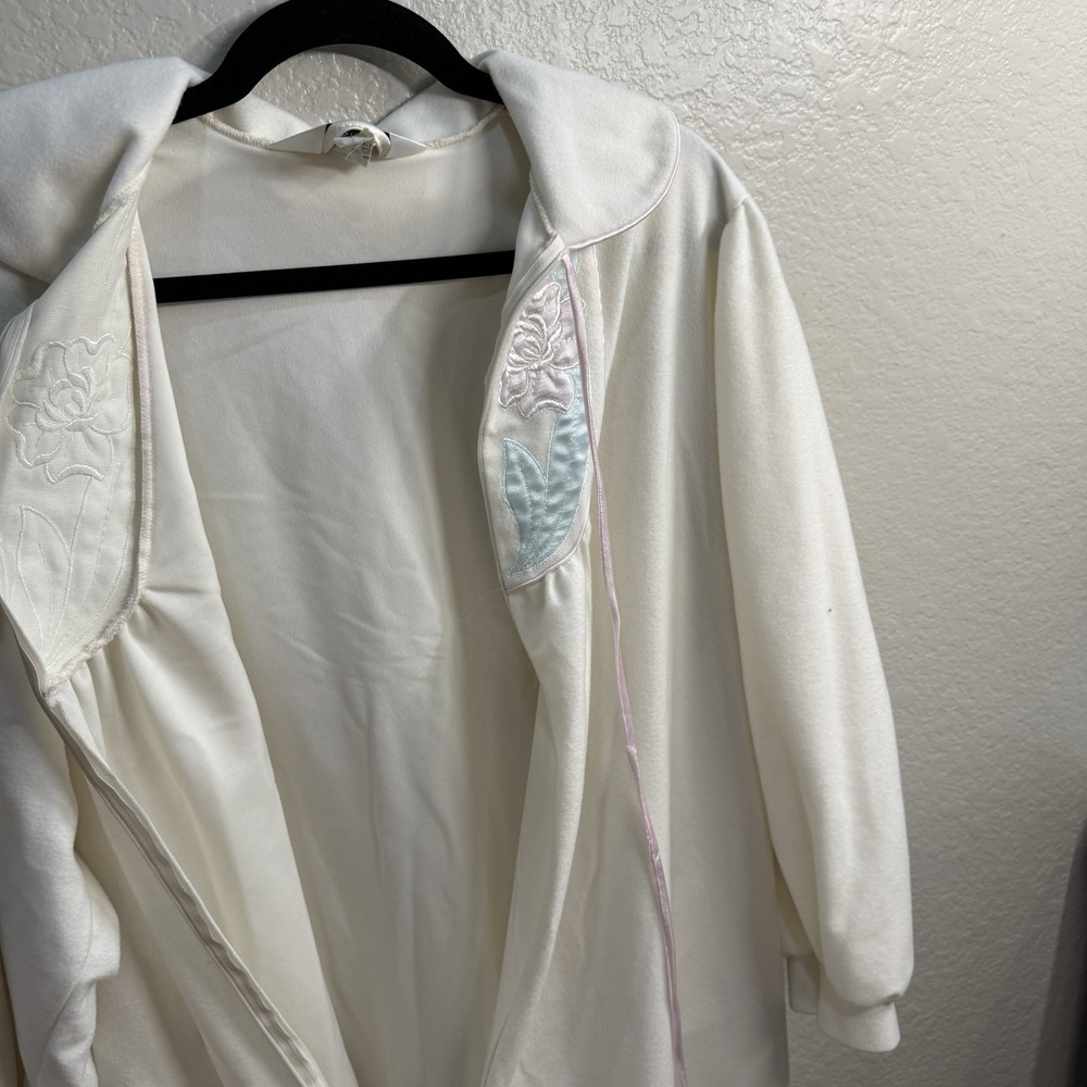 Vintage Sears Apostrophe Sz L Nightgown White Long Sleeve Front‎ Zip Prairiecore - Picture 5 of 7